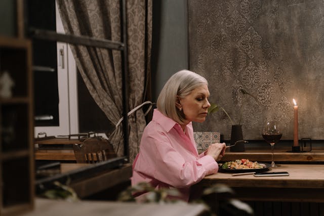 woman eating dinner