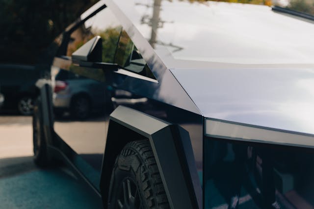 close up of cybertruck