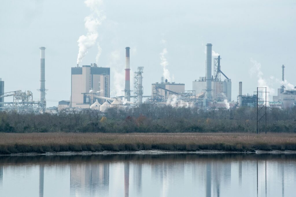 Industrial Plant with Smokestacks in Georgia, USA
