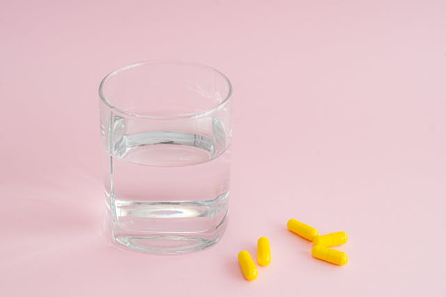 water and tablets