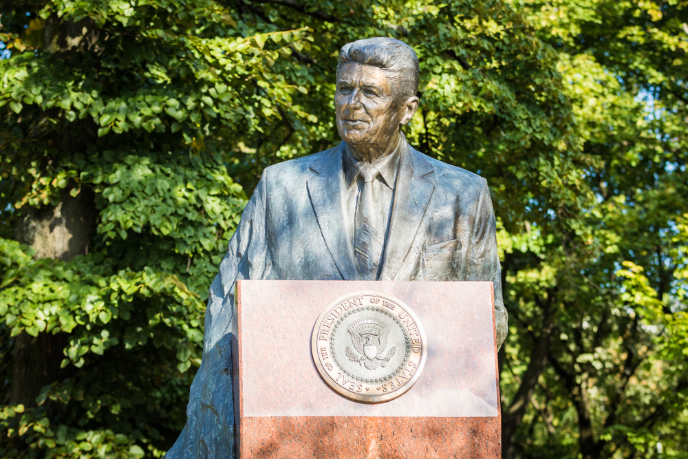 8/9/10, Warsaw Poland: Ronald Reagan Monument by Wladyslaw Dudek unveiled in 2011.