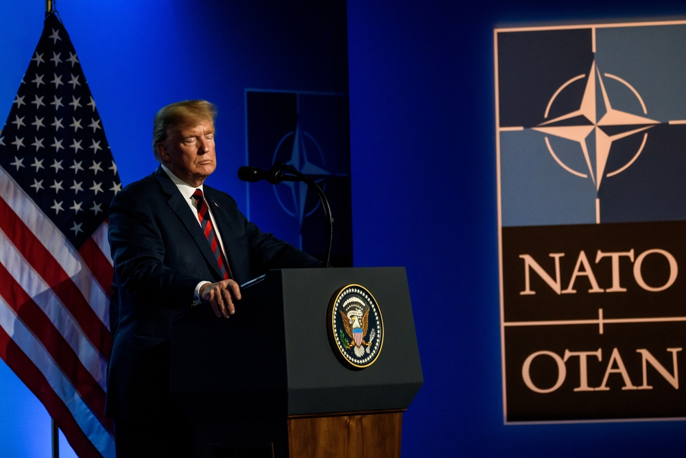 BRUSSELS, BELGIUM. 12th July 2018. Donald Trump, President of United States of America, during press conference at NATO SUMMIT 2018.