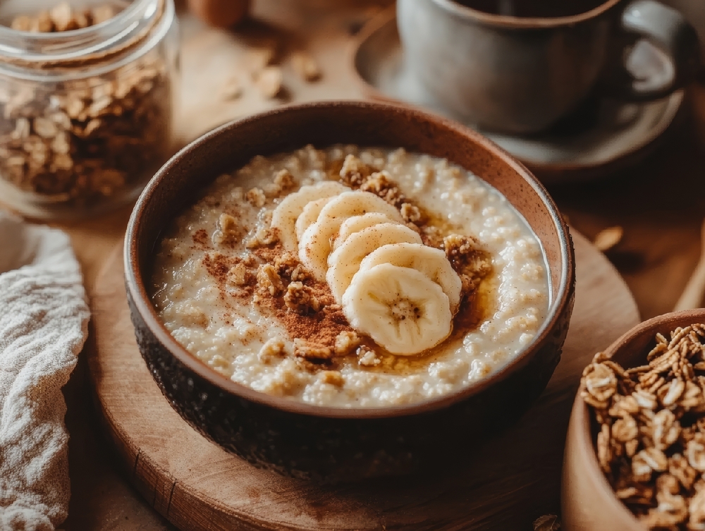 Oatmeal with Banana and Cinnamon, Ready to Eat