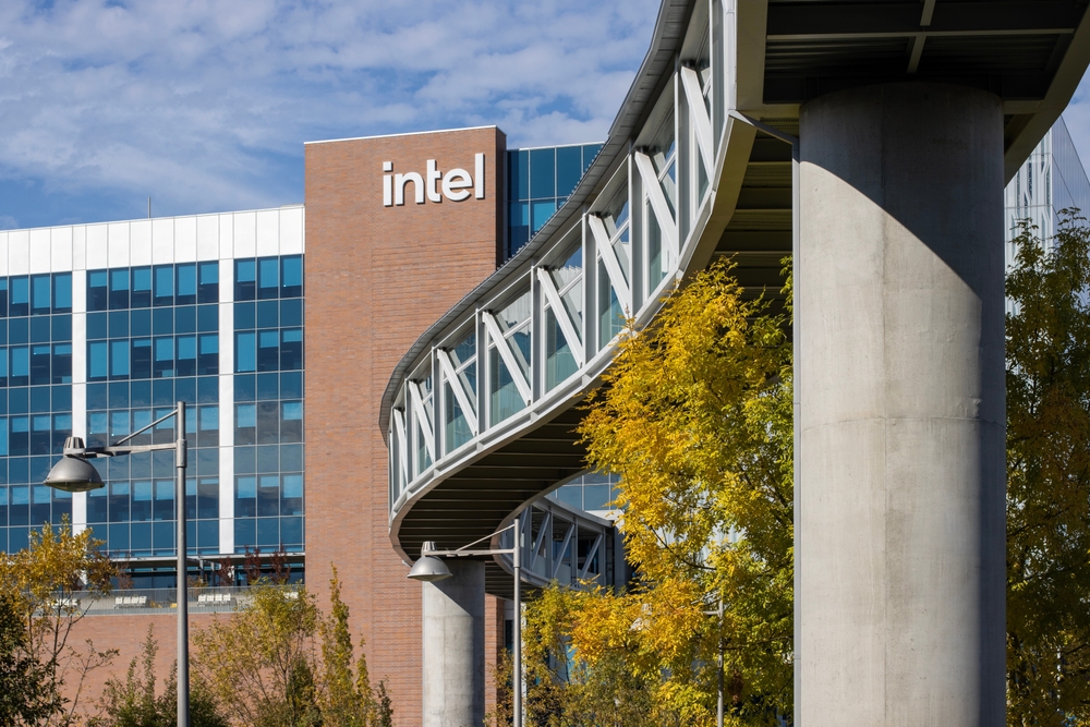 Hillsboro, OR, USA - Oct 25, 2024: Intel's Gordon Moore Park at Ronler Acres campus in Hillsboro, Oregon, an innovation hub for semiconductor research, technology development and manufacturing.