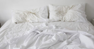 an unmade bed