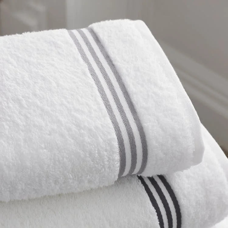 White Towels with woven lines