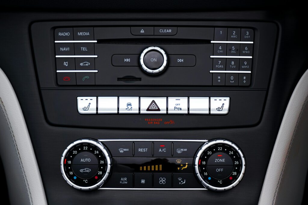 Close-up of Dials on the Dashboard of a Car