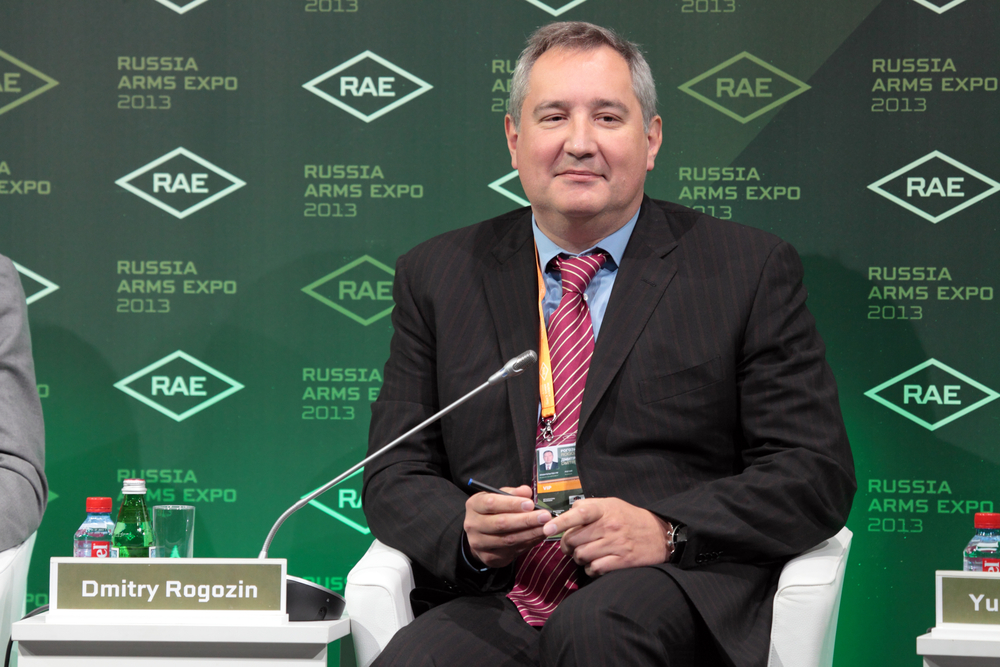 NIZHNY TAGIL, RUSSIA - SEP 25: Dmitry Rogozin - Deputy Prime Minister of Russia at the exhibition RUSSIA ARMS EXPO (RAE-2013) on September, 25, 2013 in Nizhny Tagil, Russia