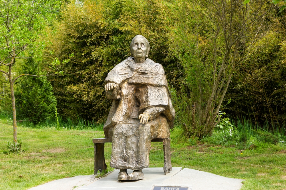 Rupite,Petrich,Bulgaria, 05-02-2022:monument,statue of Bulgarian mystic blind Baba Vanga(Vangeliya Pandeva Gushterova,Sveta Petka Bulgarska),complex,'Nostradamus of the Balkans' could foresee future