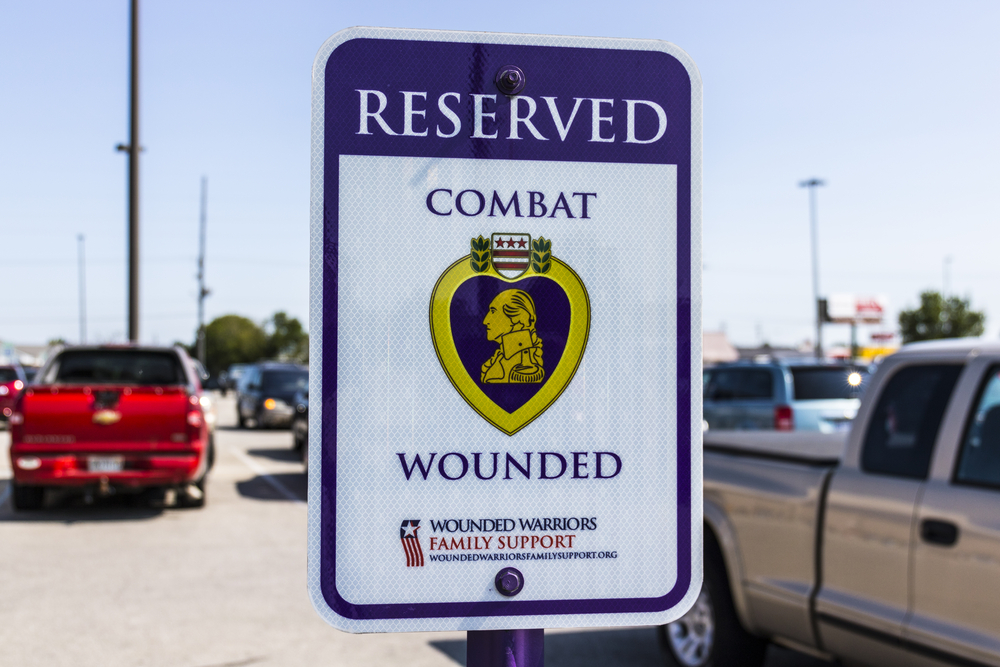 Kokomo - Circa August 2017: Wounded Veteran/Purple Heart Parking Lot at Lowe's Home Improvement Store 