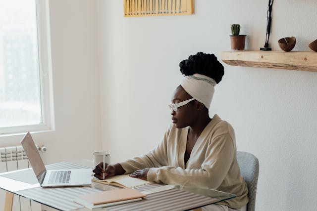 woman working at desk