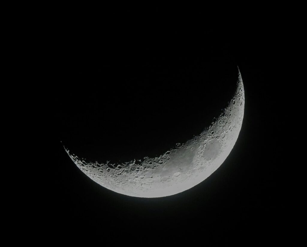 Crescent Moon in Black and White
