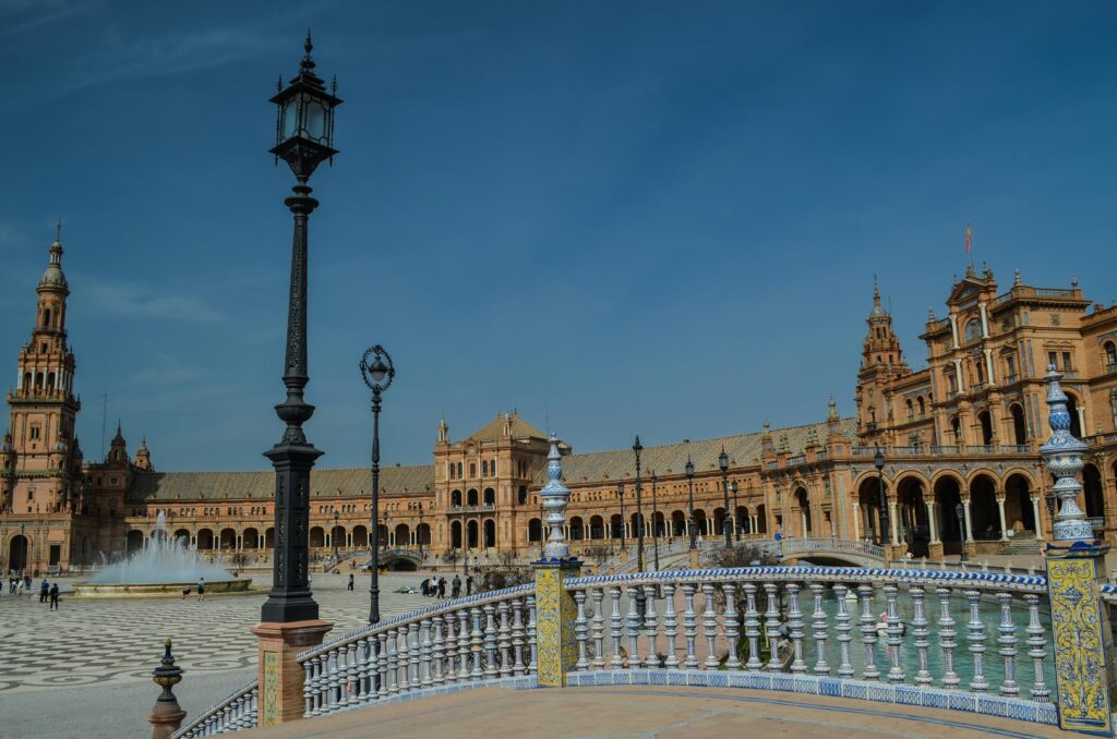 Historic Plaza de España in Seville, Spain