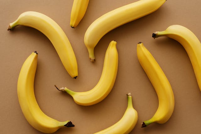bananas on brown background