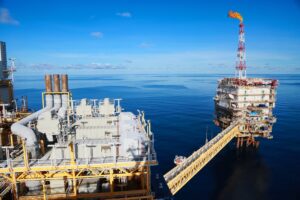 Why It Could Take Months for Gas Prices to Fall offshore oil rig, a massive structure engineered for extracting oil and gas reserves from beneath the ocean floor