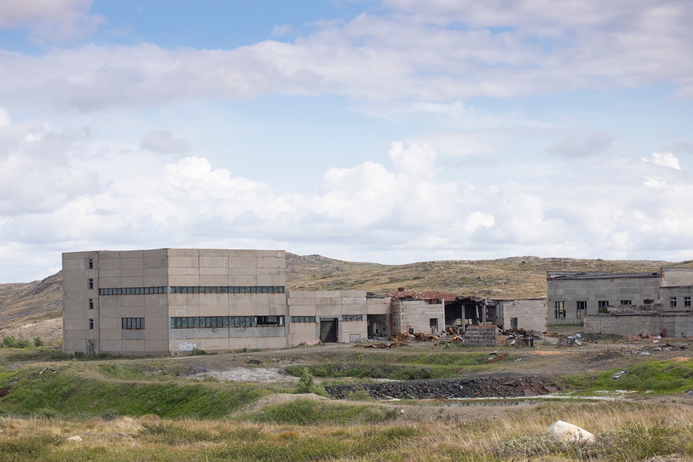 Russia. Kola Superdeep Borehole, destroyed buildings