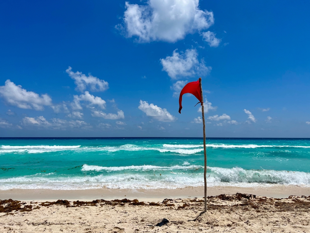 A red flag in the Caribbean Sea.