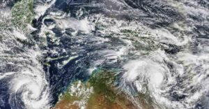 tropical cyclones near the coast of Australia seen from Earth's orbit