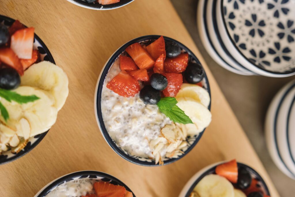 A Bowl with Oatmeal and Fruits