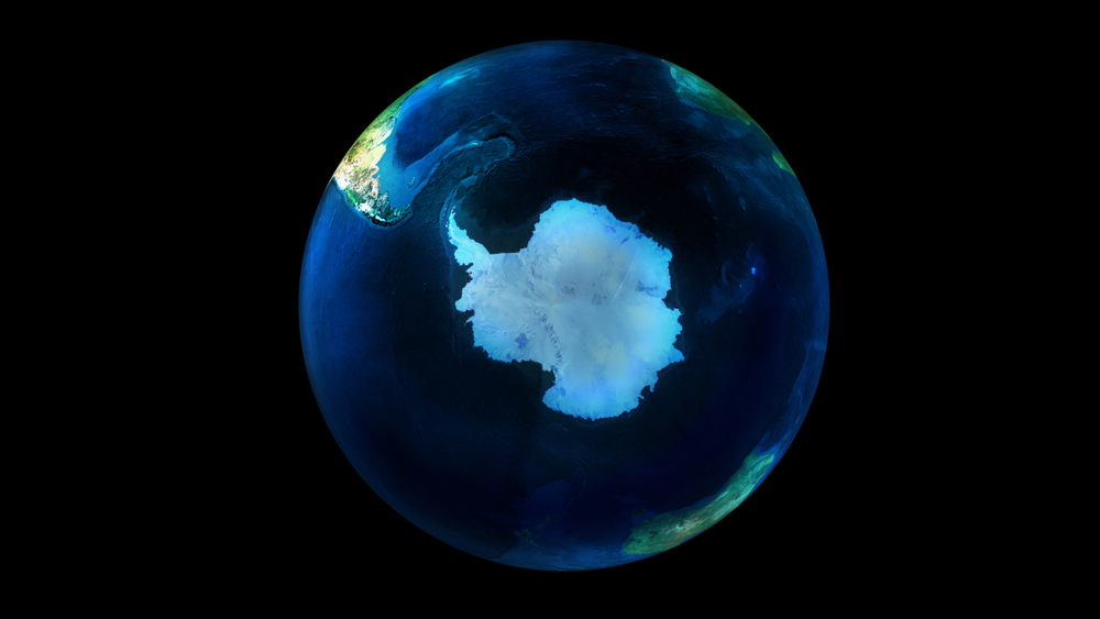 The day half of the Earth from space showing Antarctica. 3D illustration