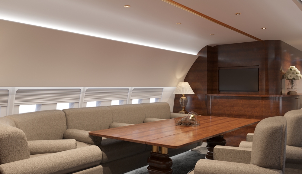3d visualization of the VIP cabin of a business class aircraft, 3d render