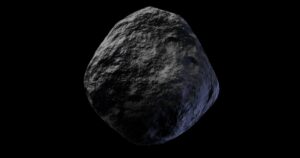 Bennu asteroid 101955 in black background, 3d rendering concept illustration. Near Earth asteroids, potentially hazardous.
