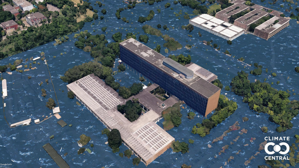 Rio de Janeiro coastline and hillside neighborhoods vulnerable to climate change impacts