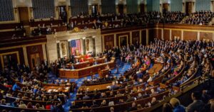 Congress Just Voted to Stop Getting Paid During Government Shutdowns Washington, DC., USA, January 3, 2017 Members of the 115th congress and their familes mingle on the house floor while attending the joint session on the opening day of the current session.
