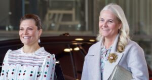Crown Princess Mette-Marit Wears Oxygen at Constitution Day - What Her Condition Means STOCKHOLM, SWEDEN - MAY 2, 2022: Crown Prince Haakon Magnus and Crown Princess Mette Marit of Norway visiting Sweden.