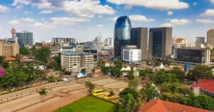 Nairobi, Kenya, 26-December-2020 - A view of Nairobi downtown skyline with its landmark buildings