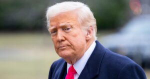 $60K Donor Breaks With Trump: 'He Betrayed Us and Everything He Stood For' WASHINGTON – February 22, 2025: President Donald Trump arrives at the White House South Lawn on Marine One after his visit to CPAC.