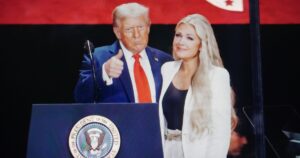 People Are Only Just Discovering Trump’s Bizarre Link to Erica Kirk Donald Trump and Erika Kirk at Charlie Kirk memorial turning point usa event