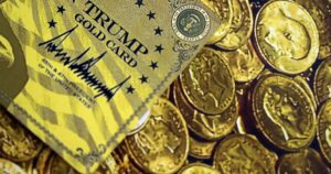 People are Furious After Finding Out About All The Things Trump Named After Himself Trump gold card souvenir on shiny golden coins background print close up