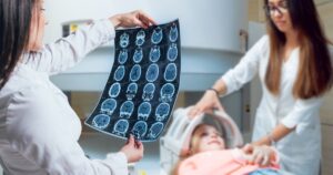 Doctor examine MRI picture. Medical equipment.