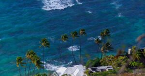 The Most Expensive States to Buy Rental Property in 2026 — And Where to Buy Instead Breathtaking aerial view of an oceanfront villa bordered by palm trees on a Hawaiian shoreline.