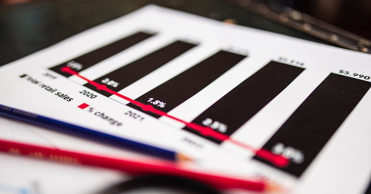 Close-up of a financial report showing sales data with dramatic depth of field.