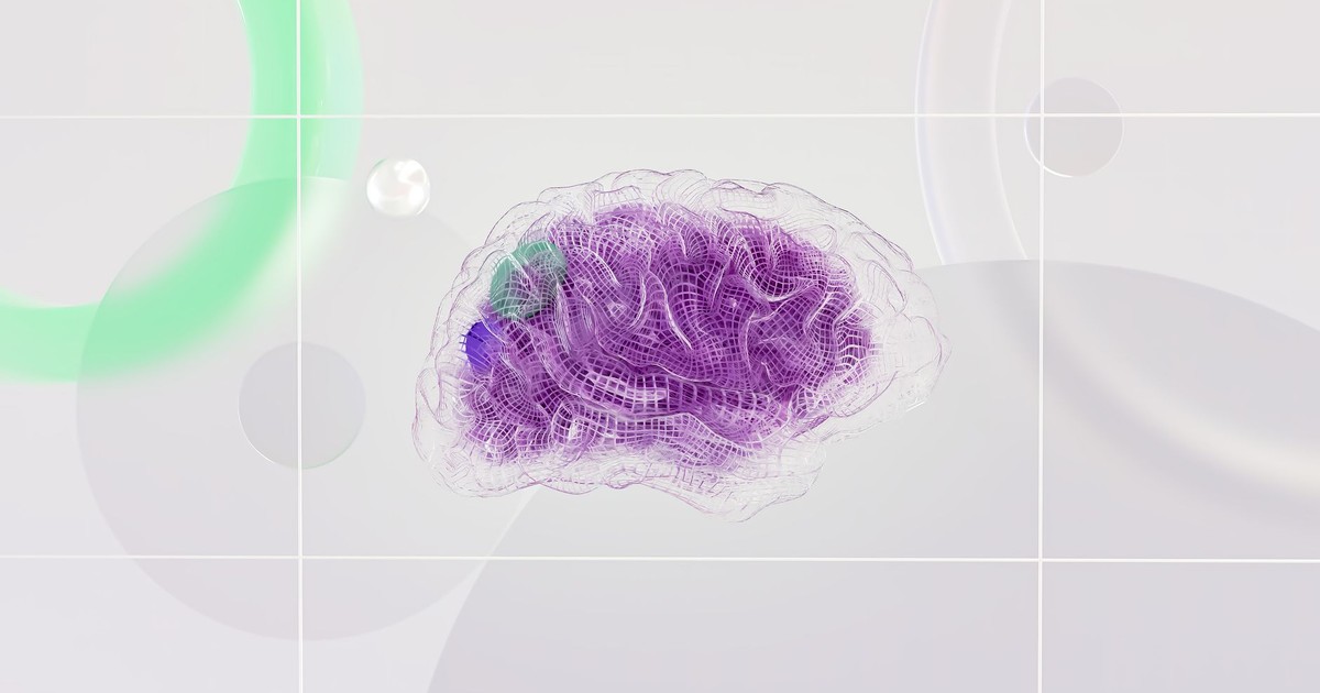 3D rendered abstract design featuring a digital brain visual with vibrant colors.